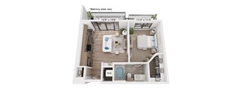 The Raleigh at Sloan's Lake Apartments in Denver, Colorado One Bedroom Floor Plan
