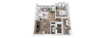 The Raleigh at Sloan's Lake Apartments in Denver, Colorado One Bedroom Floor Plan