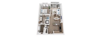 The Raleigh at Sloan's Lake Apartments in Denver, Colorado One Bedroom Floor Plan