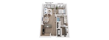 The Raleigh at Sloan's Lake Apartments in Denver, Colorado One Bedroom Floor Plan