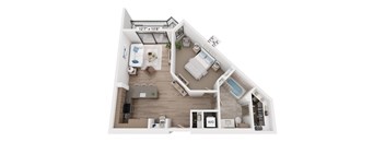 The Raleigh at Sloan's Lake Apartments in Denver, Colorado One Bedroom Floor Plan
