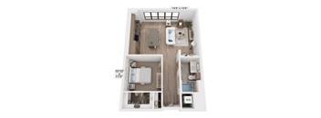 The Raleigh at Sloan's Lake Apartments in Denver, Colorado One Bedroom Floor Plan