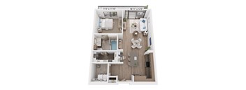 The Raleigh at Sloan's Lake Apartments in Denver, Colorado One Bedroom Floor Plan