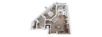 The Raleigh at Sloan's Lake Apartments in Denver, Colorado One Bedroom Floor Plan