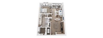 The Raleigh at Sloan's Lake Apartments in Denver, Colorado One Bedroom Floor Plan