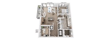 The Raleigh at Sloan's Lake Apartments in Denver, Colorado One Bedroom Floor Plan