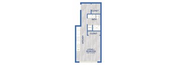 a floor plan of a room with a bathroom and a closet
