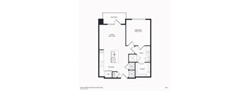 A floor plan for A2 with a living room, kitchen, bathroom, and bedroom.