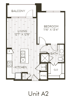 Aura Old Town A2 One Bedroom One Bathroom Floor Plan