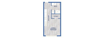 a floor plan of a room with a closet and a bathroom
