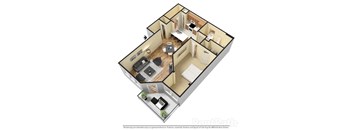 Villas at Meadow Springs 1x1 C 3D Floor Plan