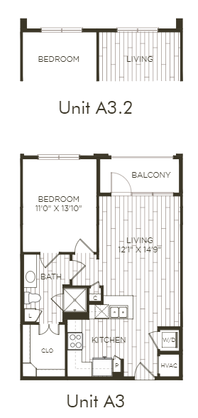 Aura Old Town A3.2 One Bedroom One Bathroom Floor Plan