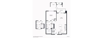 A floor plan of A3 and A3.2's different balcony variation with a balcony, bathroom, a living area, a kitchen, and a bedroom.