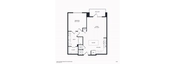 A floor plan of a one-bedroom apartment home A4 with a balcony.