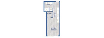 a floor plan of a small house with a bathroom and a closet