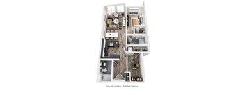 A floor plan of a unit with a full-size balcony.