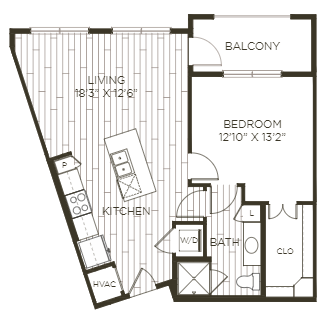 Aura Old Town A5 One Bedroom One Bathroom Floor Plan