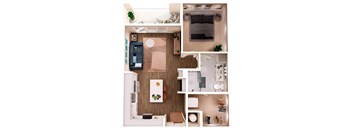The Crown of Queen City Apartments A5B 3D Floor Plan