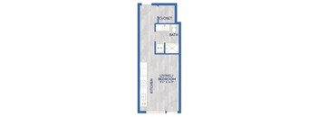 a floor plan of a room with a bathroom and a closet
