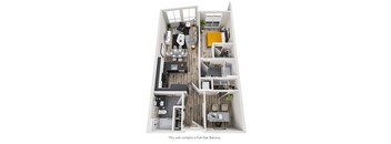 A floor plan of a small apartment with a balcony.
