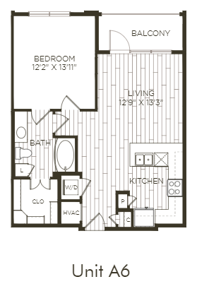Aura Old Town A6 One Bedroom One Bathroom Floor Plan