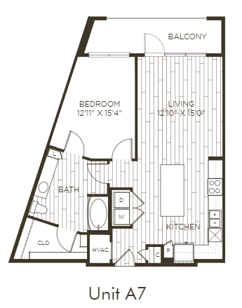 Aura Old Town A7 One Bedroom One Bathroom Floor Plan
