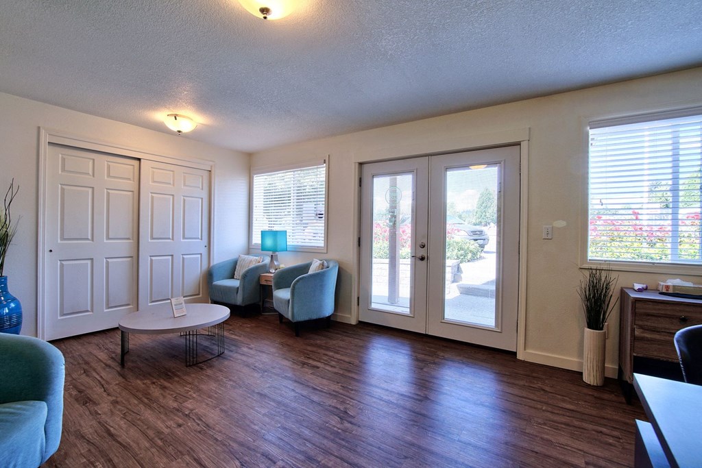 Parc East Apartments leasing office seating area