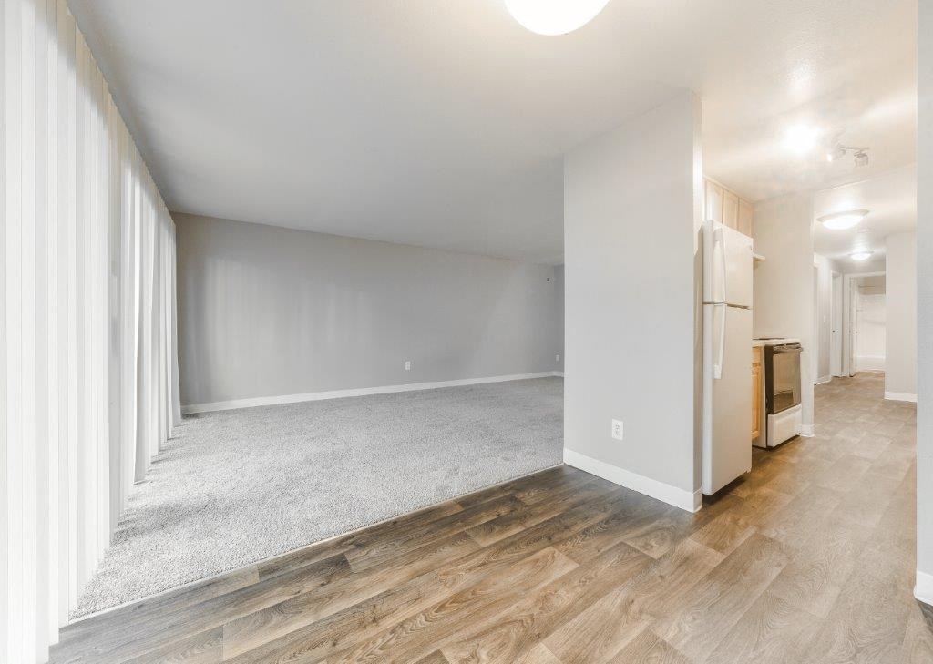 Beacon View Apartments Living Room and Kitchen with Hardwood Floors