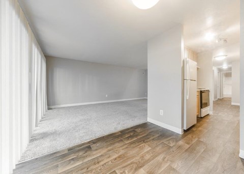 Beacon View Apartments Living Room and Kitchen with Hardwood Floors