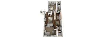 A series of images showing different layouts of a small apartment.
