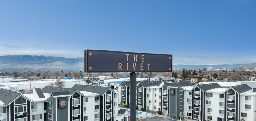 the Rivet sign over apartments
