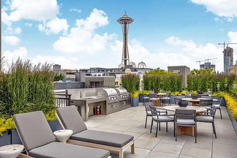 Alexan 100 Apartments Rooftop Deck with Lounge Chairs