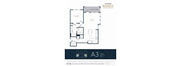 A floor plan for a one bedroom apartment with a balcony.