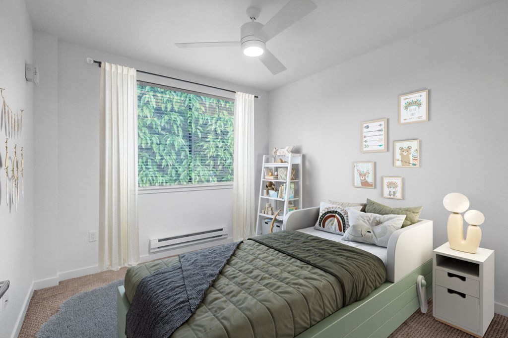 Alexan Gateway Apartments Bedroom with bed and nightstands