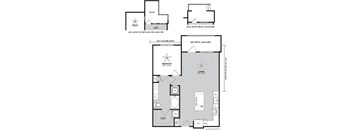 A floor plan of a house with a balcony, bedroom, living room, and optional patio.