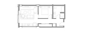 Alley 111 Luxury Apartments in Bellevue, Washington 1x1 Floor Plan