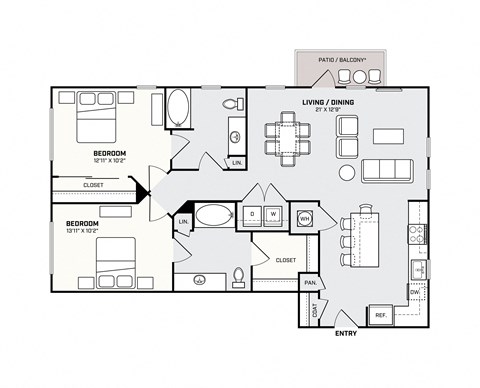 Southside Apartments B2 Floor Plan