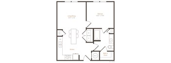 a floor plan of a unit with a bedroom and a bathroom