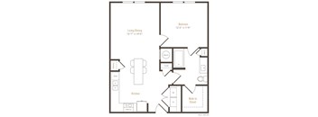 a floor plan of a living room and a kitchen
