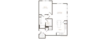 a floor plan of a house with a bedroom and a living room