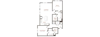 a floor plan of a home with a bedroom and a living room