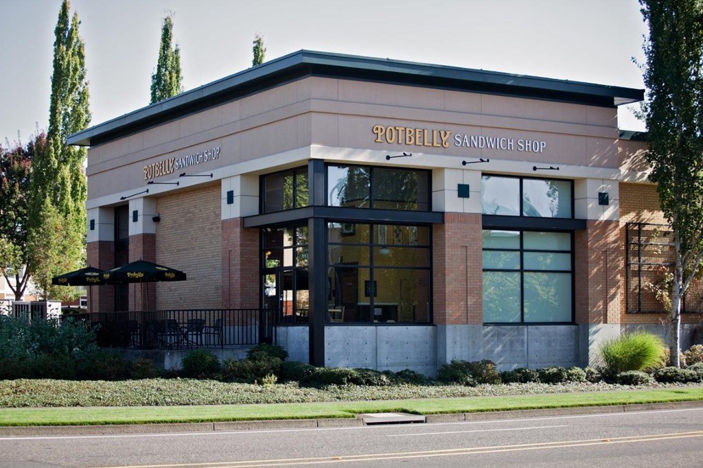 Business storefront and roads.