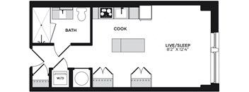 Alton District Luxury Apartments in Washington, DC Studio Floor Plan