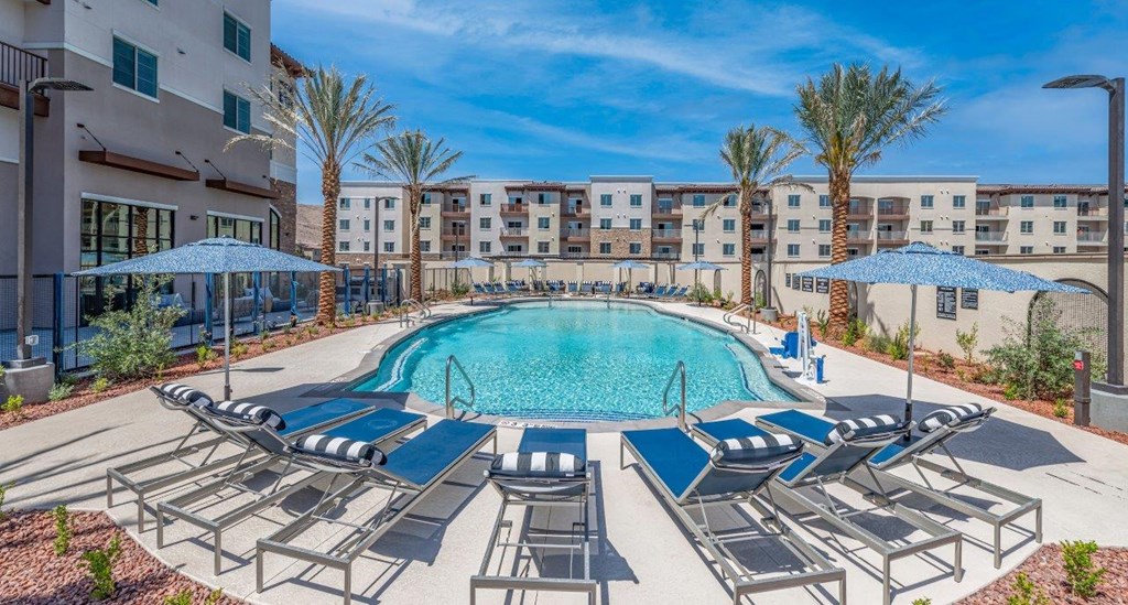 Alton Southern Highlands Apartments in Las Vegas, Nevada Pool with Lounge Chairs