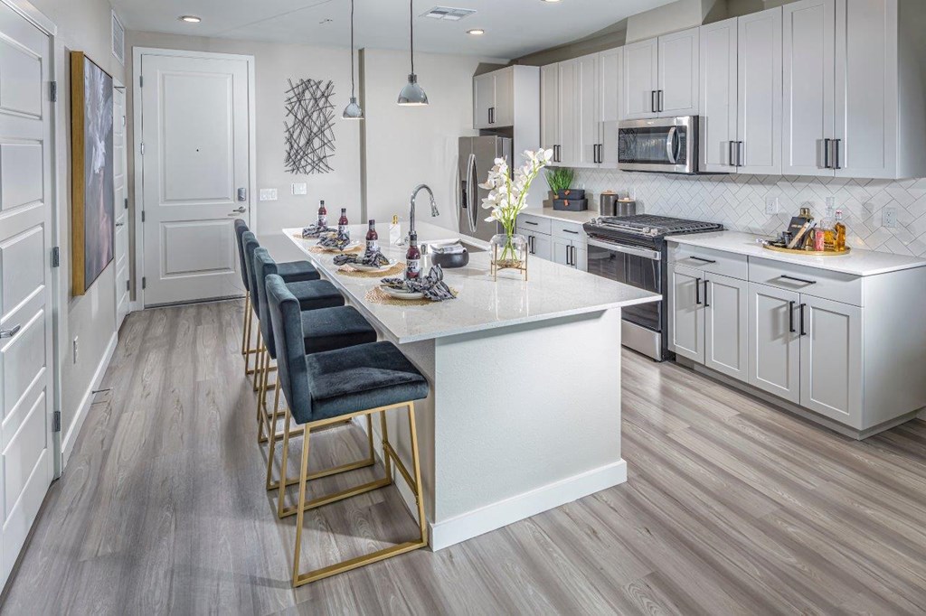 Alton Southern Highlands Apartments in Las Vegas, Nevada Model Kitchen with Large Island
