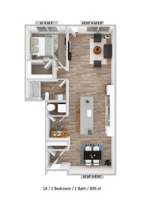 Alton Jefferson Park 1x1 A Floor Plan