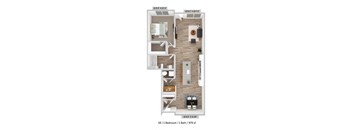 Alton Jefferson Park 1x1 B Floor Plan