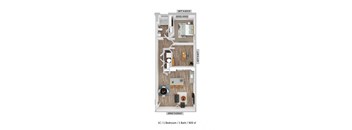 Alton Jefferson Park 1x1 C Floor Plan