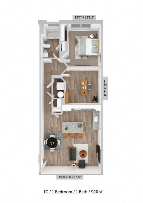 Alton Jefferson Park 1x1 C Floor Plan