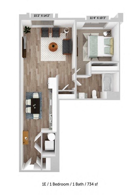 a 1 bedroom floor plan  studio